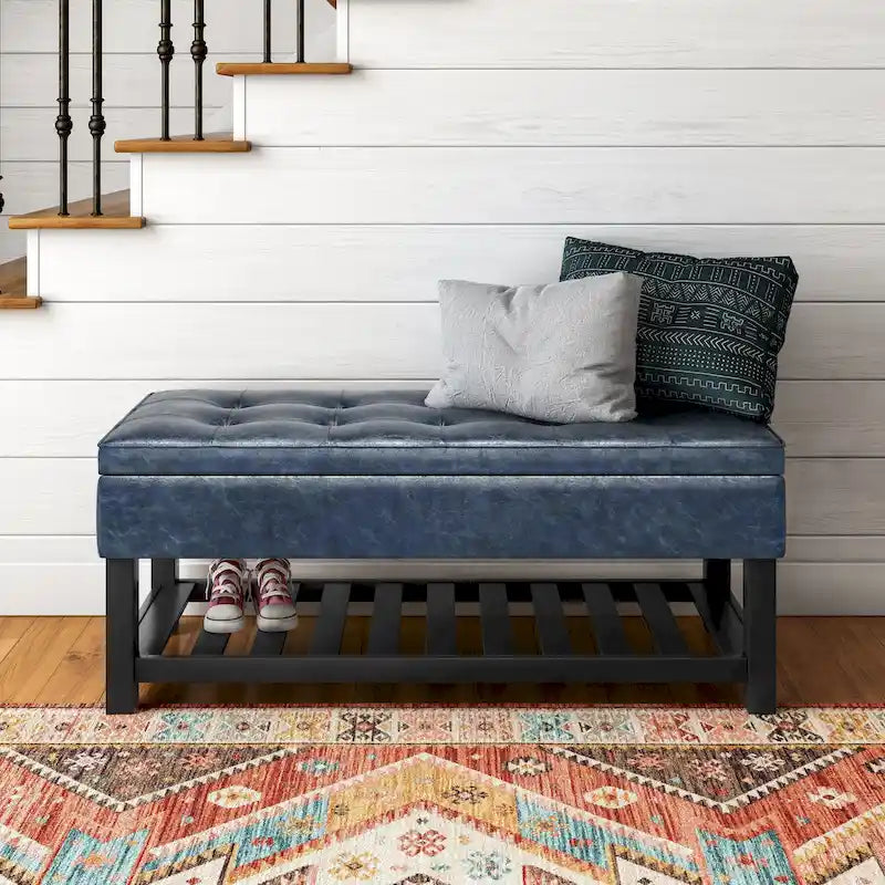 WYNDENHALL Essex 44 inch Wide Transitional Rectangle Ottoman Bench