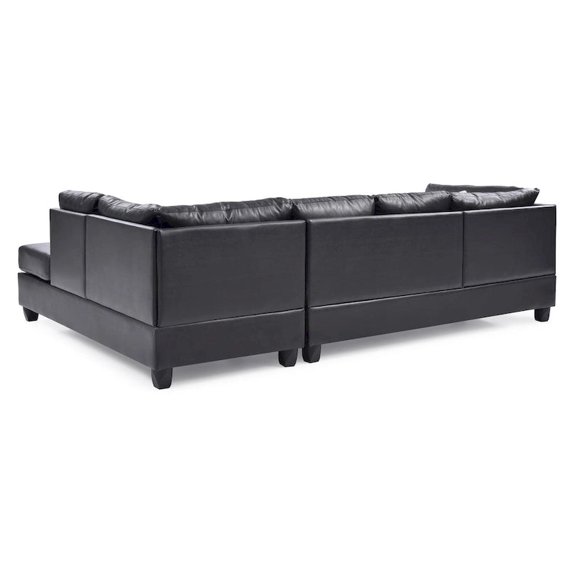 Malone 111 in. Faux Leather 4-Seater Sectional Sofa with 2-Throw Pillow - 111 L x 78 W x 34 H