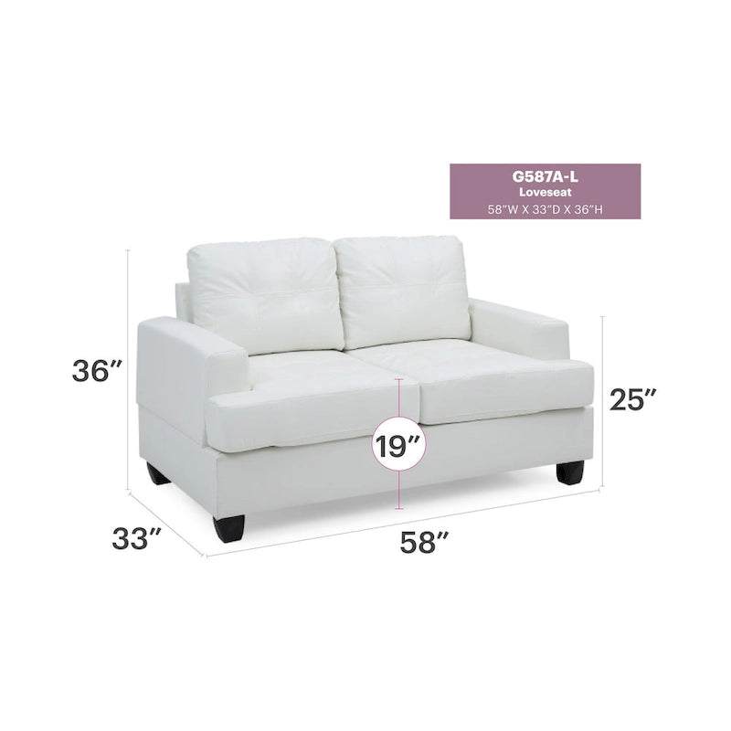 Sandridge 58 in. W Flared Arm Faux Leather Straight Sofa - 34 L x 58 W x 36 H