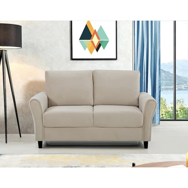 Corel Plush Velvet Loveseat w/ sloped arms