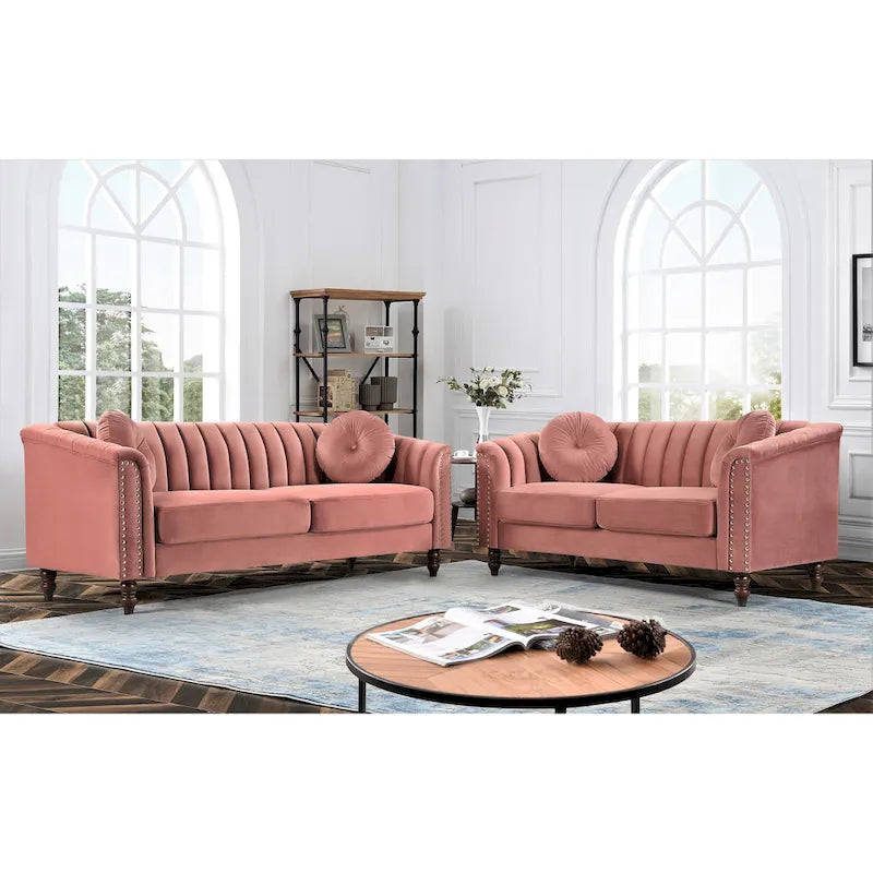Hills Tufted Back Nailhead 2PCS Living Room set