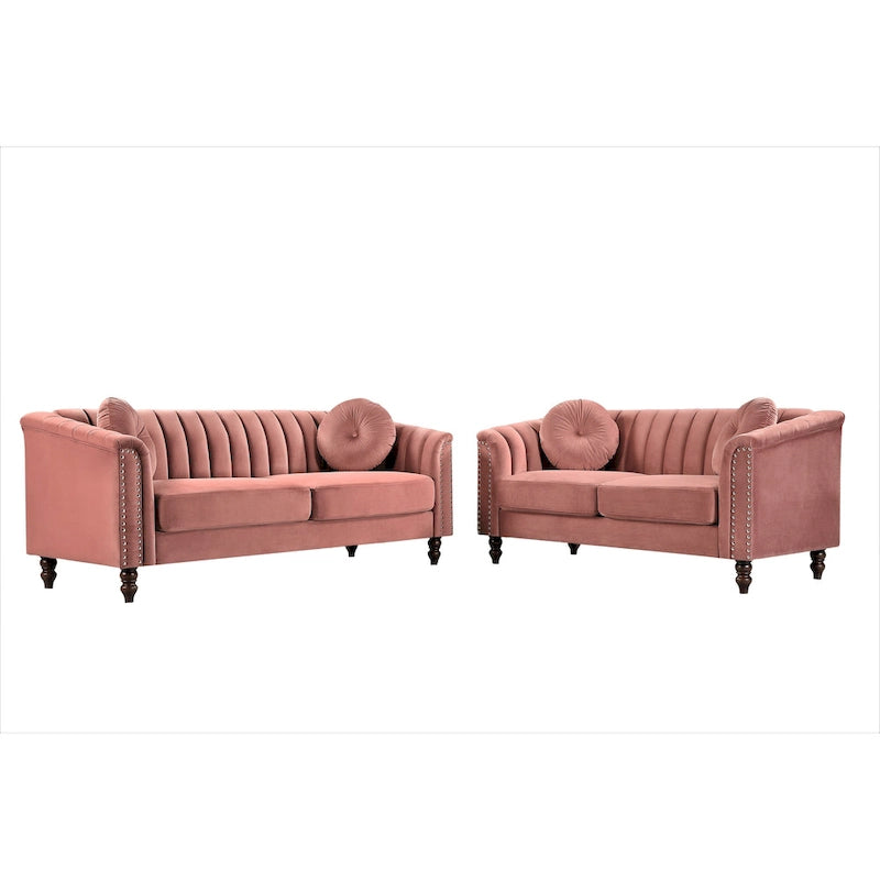 Hills Tufted Back Nailhead 2PCS Living Room set