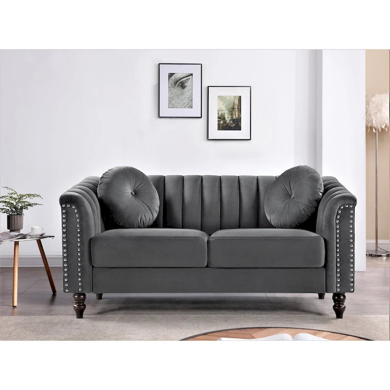 Hills Tufted Back Nailhead 2PCS Living Room set