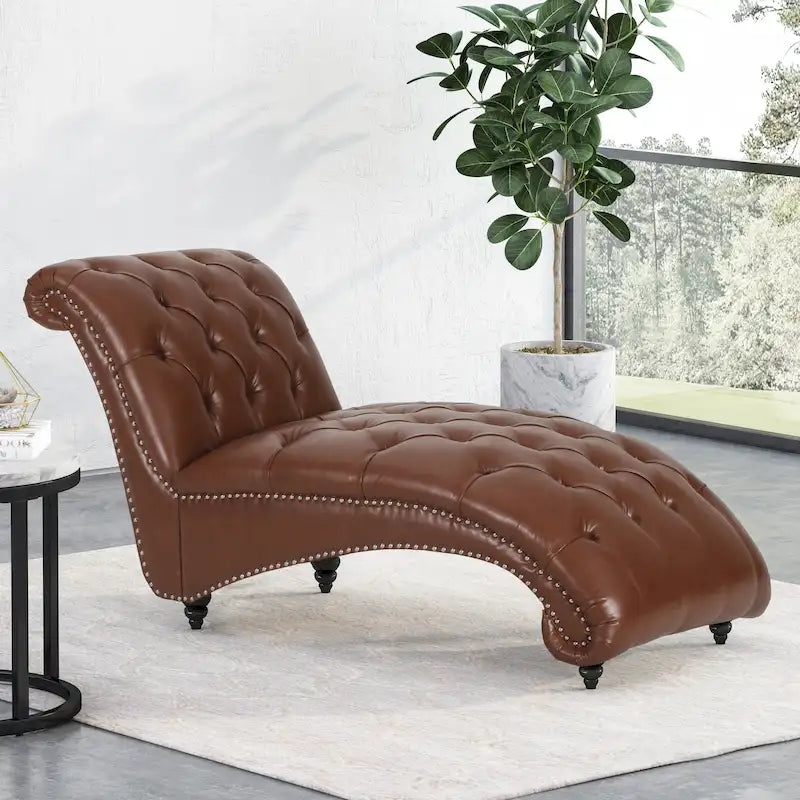 Varnell Contemporary Button Tufted Chaise Lounge by Christopher Knight Home - 64.25  L x 29.00  W x 33.75  H