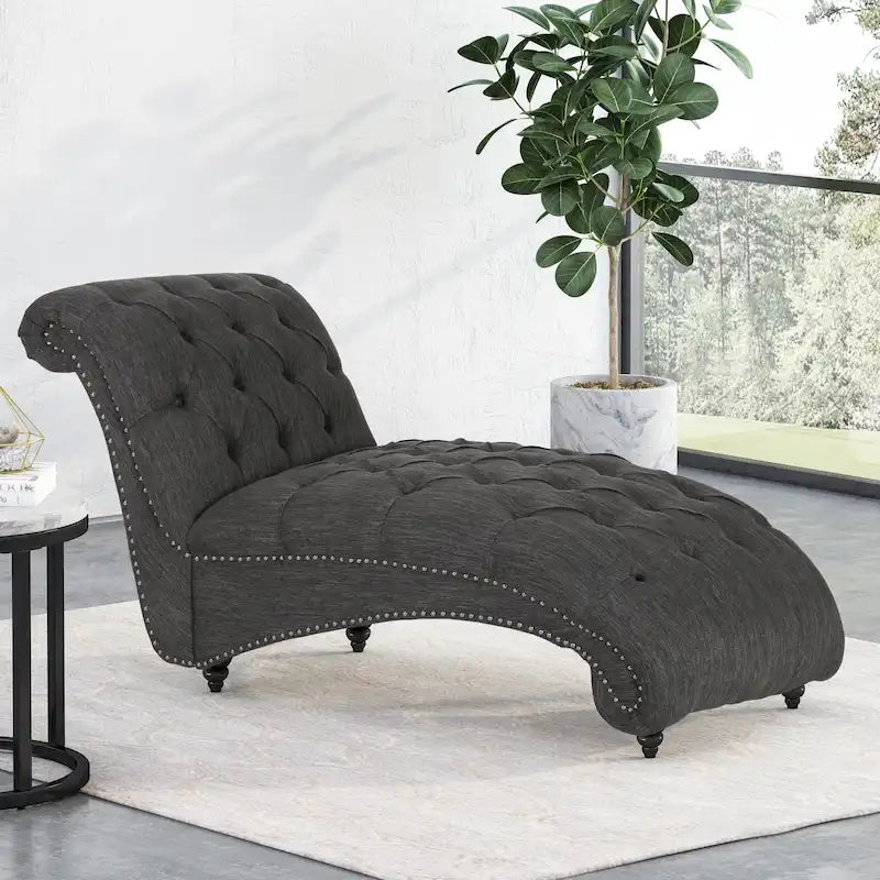 Varnell Contemporary Button Tufted Chaise Lounge by Christopher Knight Home - 64.25  L x 29.00  W x 33.75  H