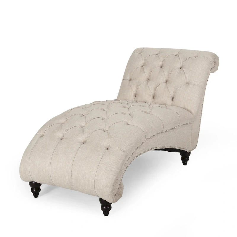 Varnell Contemporary Button Tufted Chaise Lounge by Christopher Knight Home - 64.25  L x 29.00  W x 33.75  H