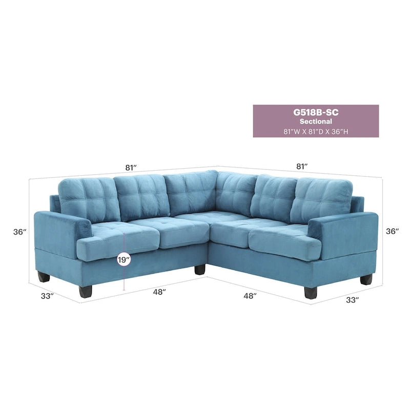 Sandridge 80 in. W 2-piece Microfiber L Shape Sectional Sofa - 80L x 80W x 36H