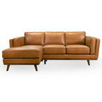 Ferris Living Room Top Leather Corner Sectional Couch in Cognac Tan