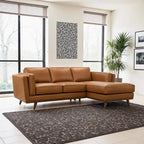 Ferris Living Room Top Leather Corner Sectional Couch in Cognac Tan