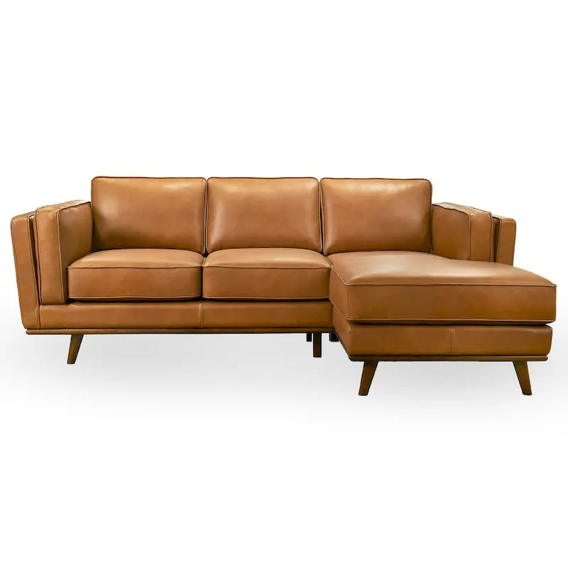 Ferris Living Room Top Leather Corner Sectional Couch in Cognac Tan