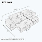 Modern L-Shape 3 Seat Reversible Sectional Couch,with Storage Chaise and 2 Stools