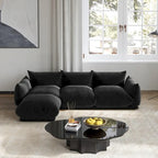 L-Shaped Sectional Sofa, Minimalist Chenille Modular Sofas Couches With Ottoman