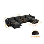L-Shaped Sectional Sofa, Minimalist Chenille Modular Sofas Couches With Ottoman