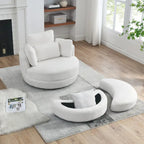 39W Moon Upholstered Swivel Accent Barrel Chair with Storage Ottoman for Living Room - 51 x 39 x 30.5
