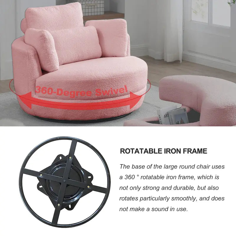 39W Moon Upholstered Swivel Accent Barrel Chair with Storage Ottoman for Living Room - 51 x 39 x 30.5