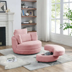 39W Moon Upholstered Swivel Accent Barrel Chair with Storage Ottoman for Living Room - 51 x 39 x 30.5