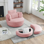 39W Moon Upholstered Swivel Accent Barrel Chair with Storage Ottoman for Living Room - 51 x 39 x 30.5