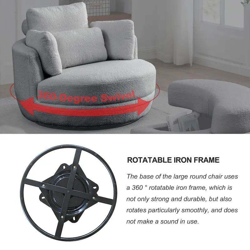 39W Moon Upholstered Swivel Accent Barrel Chair with Storage Ottoman for Living Room - 51 x 39 x 30.5