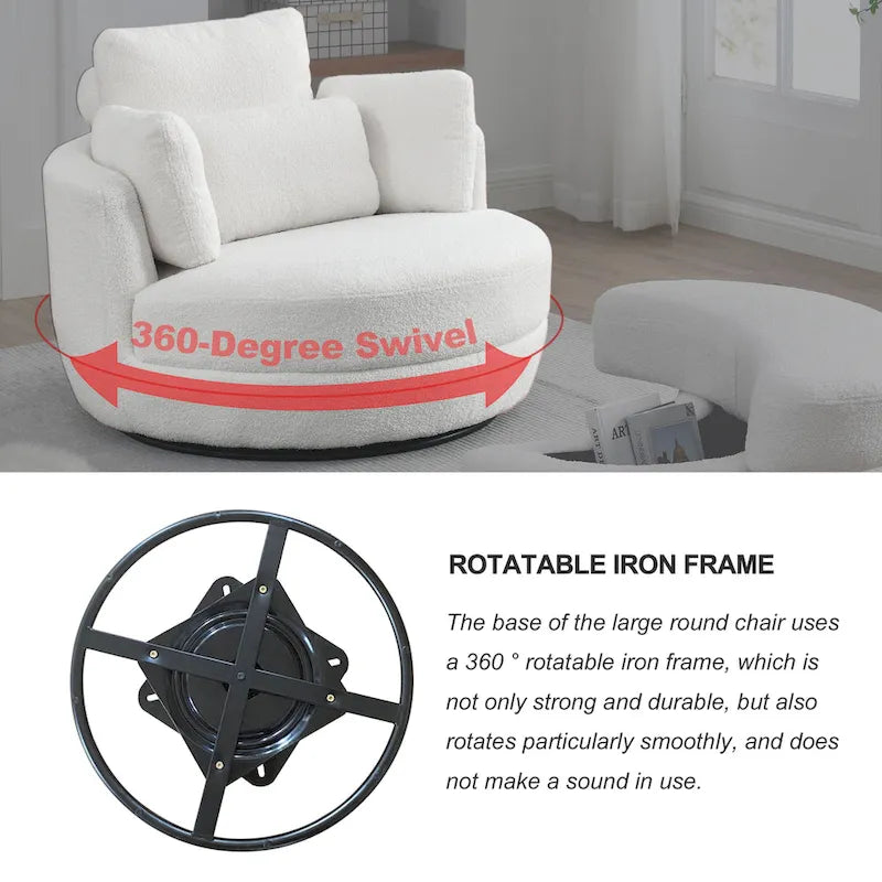 39W Moon Upholstered Swivel Accent Barrel Chair with Storage Ottoman for Living Room - 51 x 39 x 30.5
