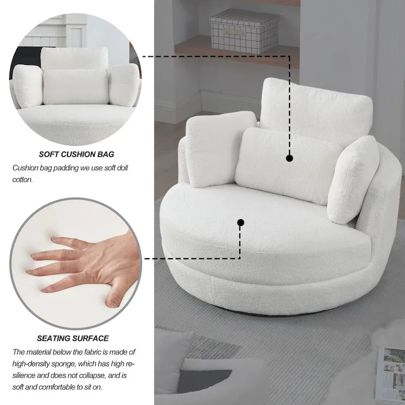 39W Moon Upholstered Swivel Accent Barrel Chair with Storage Ottoman for Living Room - 51 x 39 x 30.5