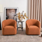 KINWELL 32 W Boucle Upholstered Swivel Barrel Armchair (Set of 2)