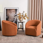 KINWELL 32 W Boucle Upholstered Swivel Barrel Armchair (Set of 2)
