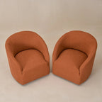 KINWELL 32 W Boucle Upholstered Swivel Barrel Armchair (Set of 2)