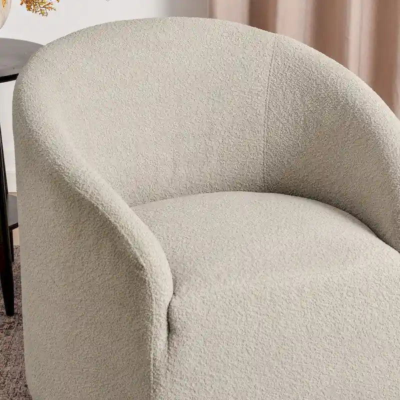 KINWELL 32 W Boucle Upholstered Swivel Barrel Armchair (Set of 2)