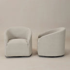 KINWELL 32 W Boucle Upholstered Swivel Barrel Armchair (Set of 2)