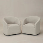 KINWELL 32 W Boucle Upholstered Swivel Barrel Armchair (Set of 2)