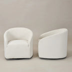 KINWELL 32 W Boucle Upholstered Swivel Barrel Armchair (Set of 2)