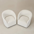 KINWELL 32 W Boucle Upholstered Swivel Barrel Armchair (Set of 2)