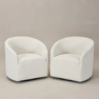 KINWELL 32 W Boucle Upholstered Swivel Barrel Armchair (Set of 2)