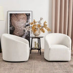 KINWELL 32 W Boucle Upholstered Swivel Barrel Armchair (Set of 2)