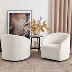 KINWELL 32 W Boucle Upholstered Swivel Barrel Armchair (Set of 2)