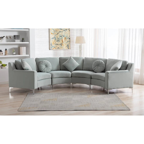 136  Velvet Semicircle couch Modular Curve Sectional Sofa
