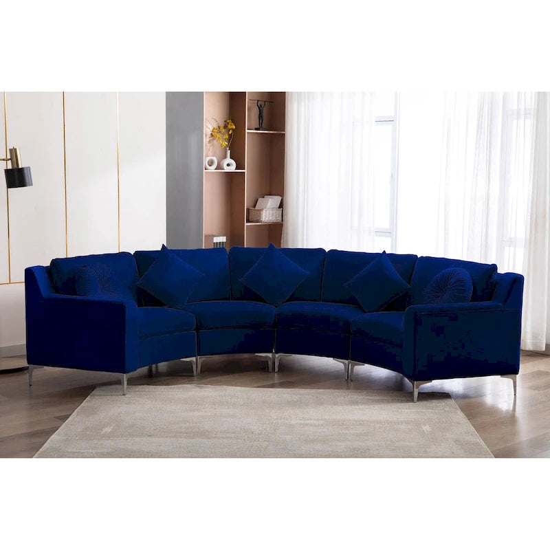 136  Velvet Semicircle couch Modular Curve Sectional Sofa
