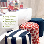 Majestic Home Goods Wales Collection Indoor Ottoman Pouf 16  L x 16  W x 17  H