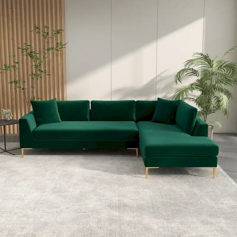 Mae Mid Century Modern Velvet Corner Sectional Sofa