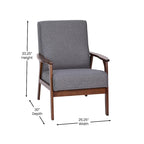 Mid-Century Modern Armchair with Wooden Frame and Faux Leather Cushions