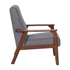 Mid-Century Modern Armchair with Wooden Frame and Faux Leather Cushions