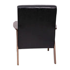 Mid-Century Modern Armchair with Wooden Frame and Faux Leather Cushions
