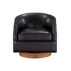 Ingram Faux Leather Wood Base Barrel Swivel Chair by Greyson Living