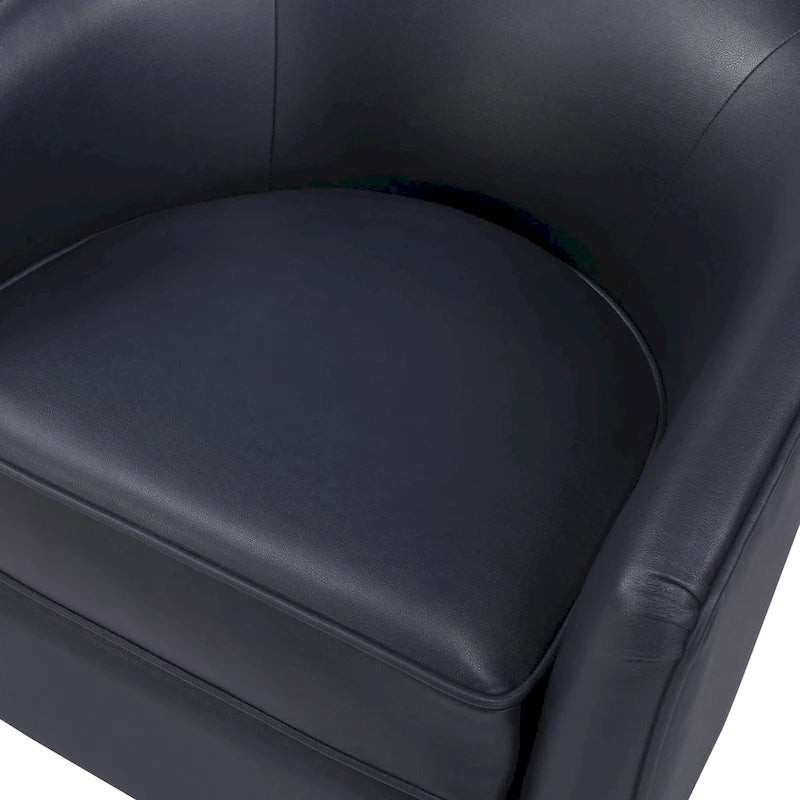 Ingram Faux Leather Wood Base Barrel Swivel Chair by Greyson Living