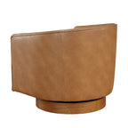 Ingram Faux Leather Wood Base Barrel Swivel Chair by Greyson Living