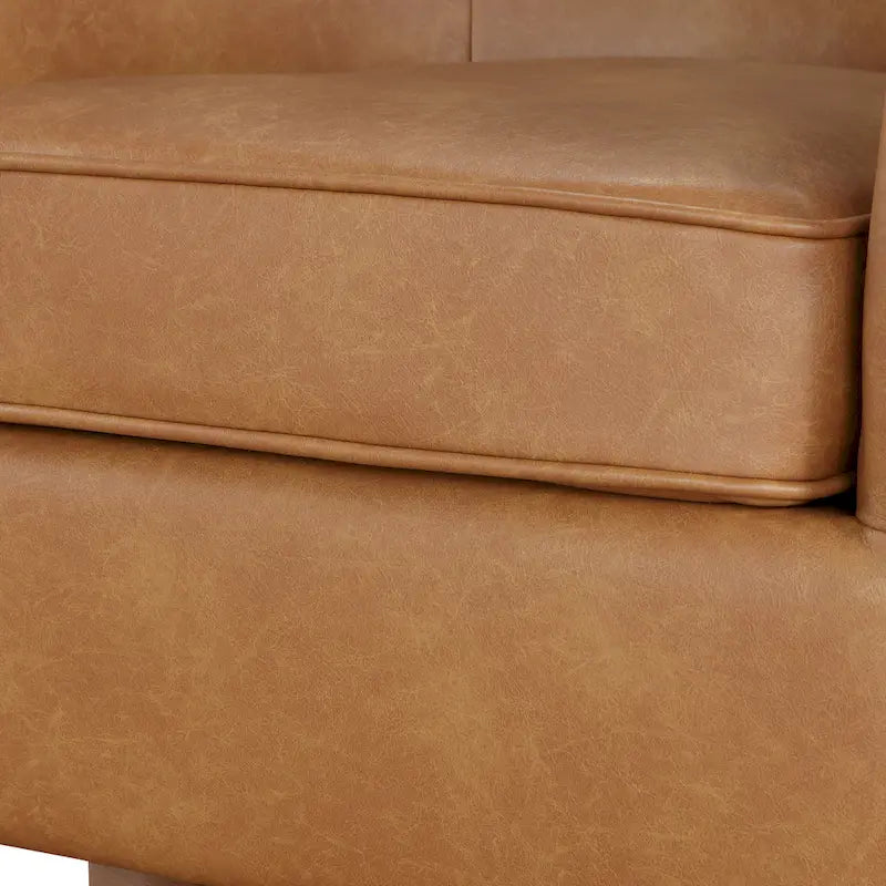 Ingram Faux Leather Wood Base Barrel Swivel Chair by Greyson Living