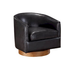 Ingram Faux Leather Wood Base Barrel Swivel Chair by Greyson Living