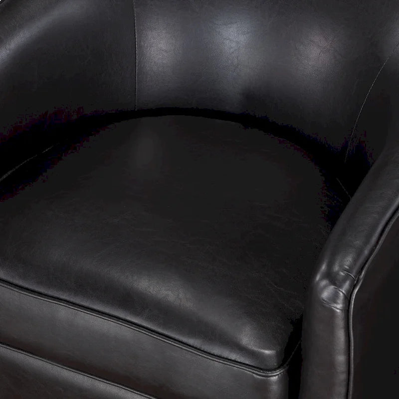Ingram Faux Leather Wood Base Barrel Swivel Chair by Greyson Living