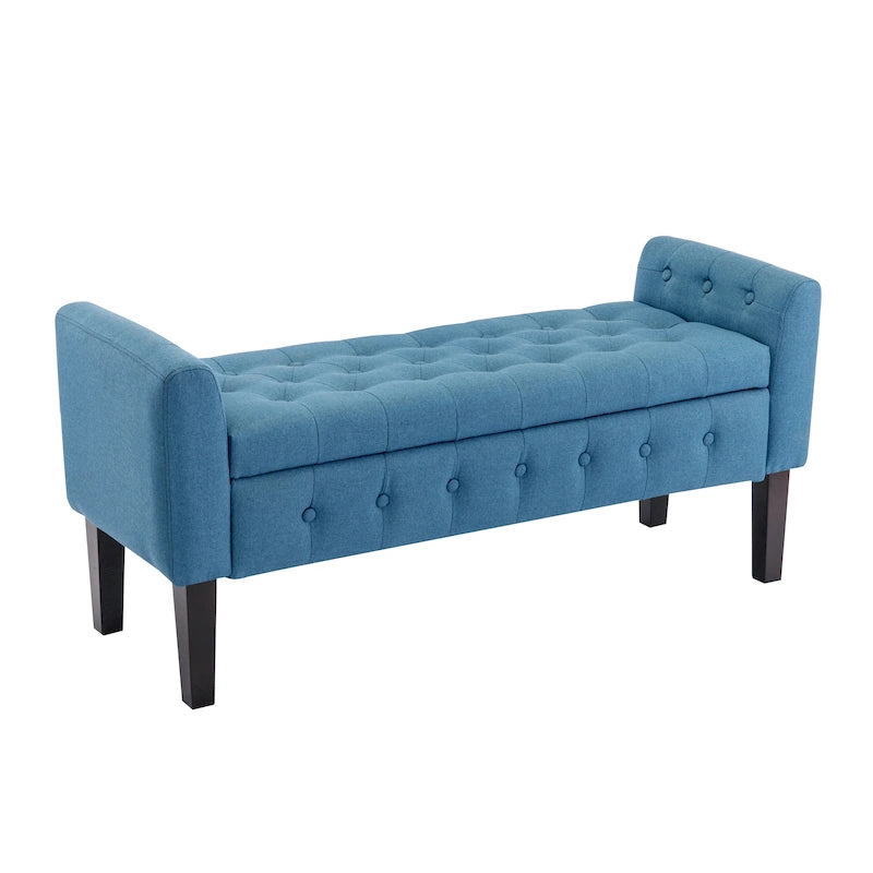 Porthos Home Inari Fabric Flip Top Storage Ottoman Bench with Rubberwood Legs