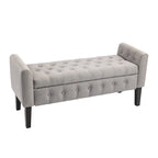 Porthos Home Inari Fabric Flip Top Storage Ottoman Bench with Rubberwood Legs